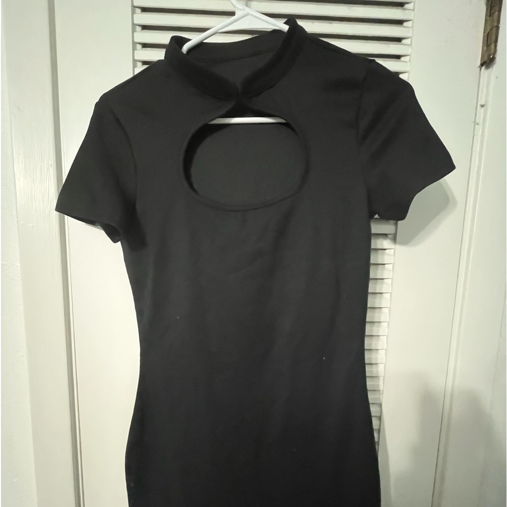 Mini black dress with cut out on top
